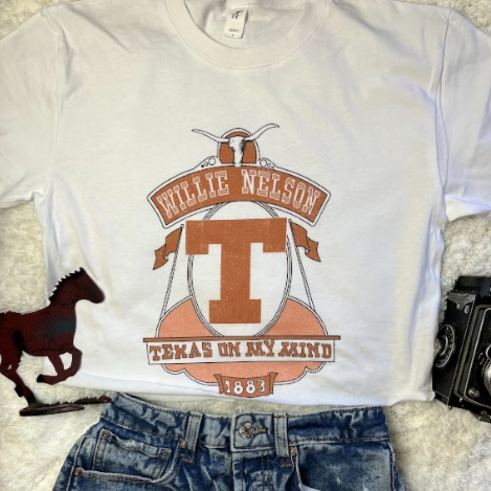 Willie Nelson Texas On My Mind Classic Country Music Graphic Cropped T-Shirt